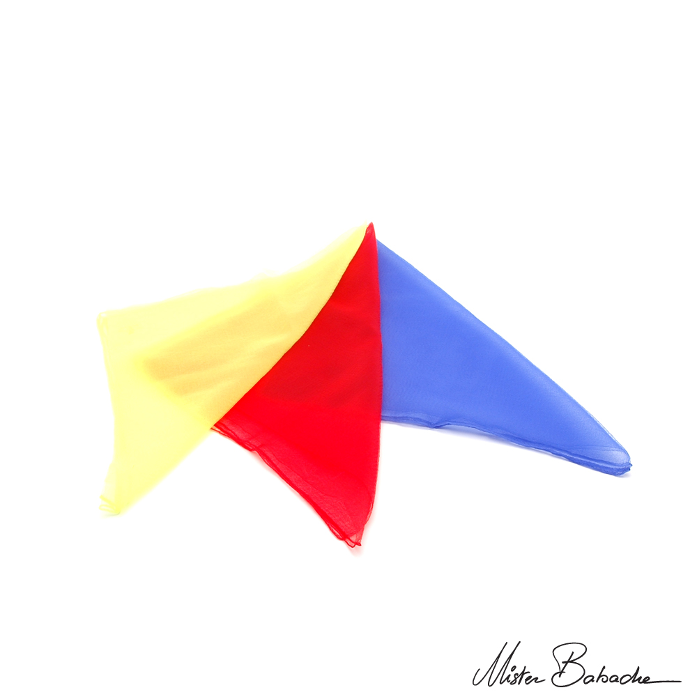 Set 3 grand foulards - rouge/jaune/bleu