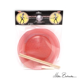 Assiette chinoise à jongler - pailletée en sachet + bag bois